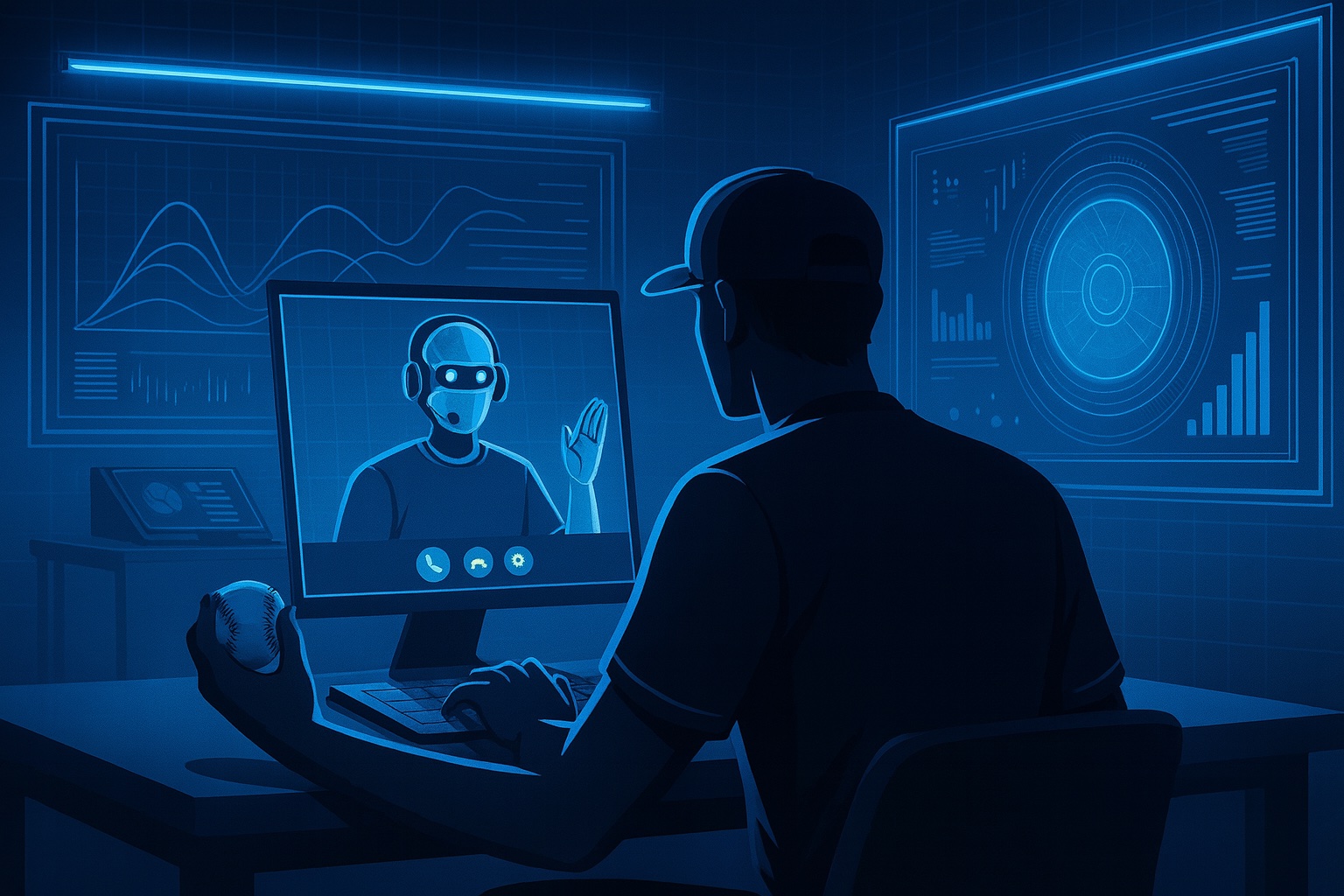 Remote pitching training robot